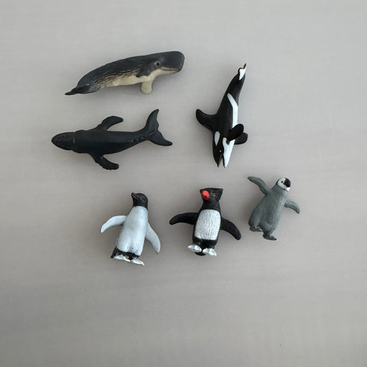 Safari LTD - 6 figuurtjes - Pinguïns + Walvissen B