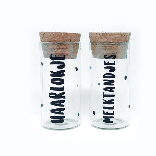 Aandenken buisjes "Haarlokje en melktandjes"