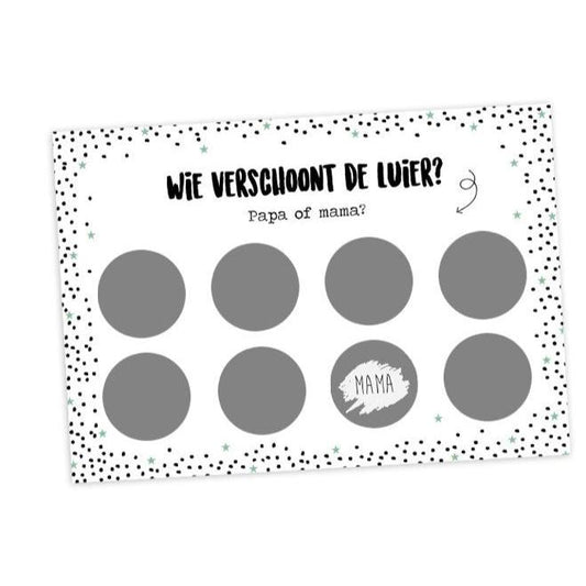 Kraskaart XL "Wie verschoont de luier"