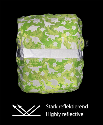 Magische regenhoes voor schooltas - dino