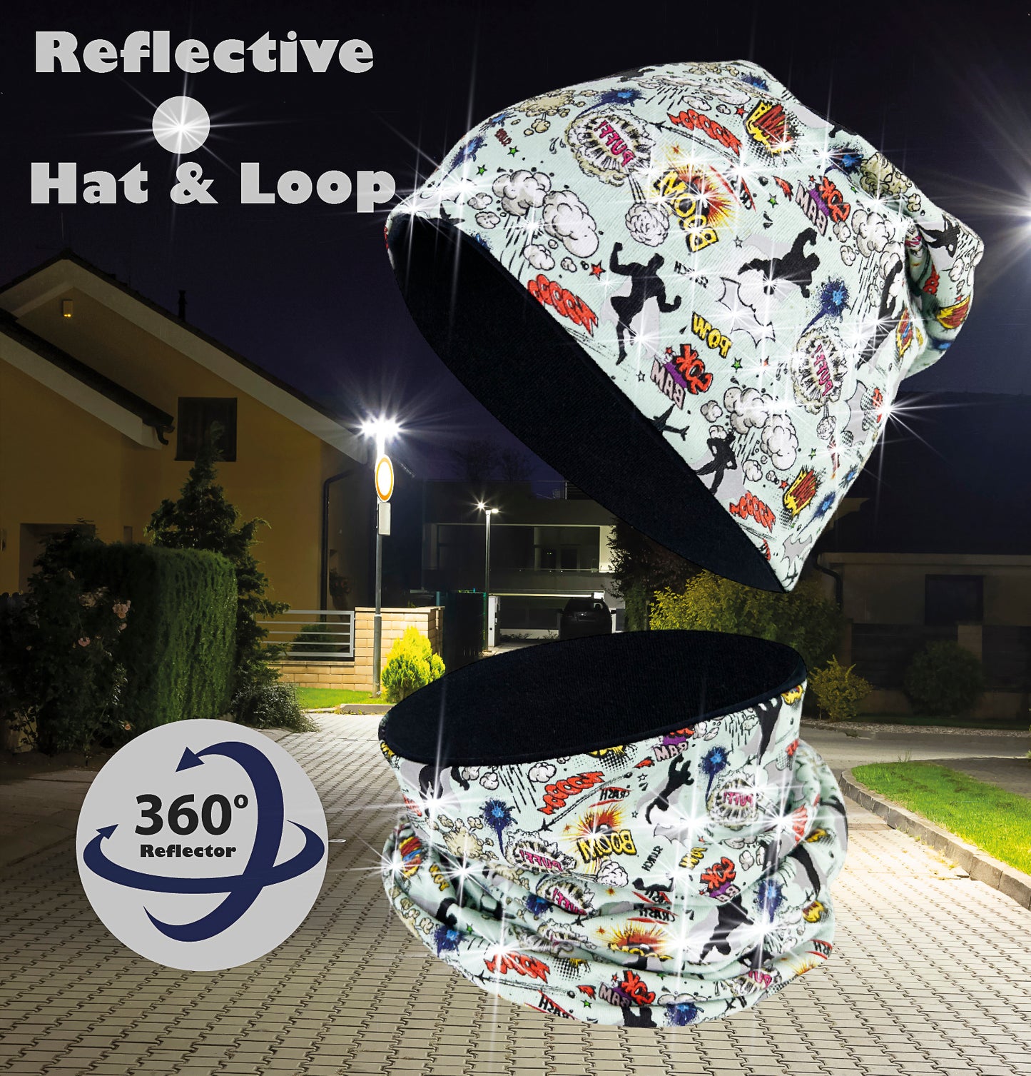 Kindermuts en colsjaal - 360°-reflector - superhelden