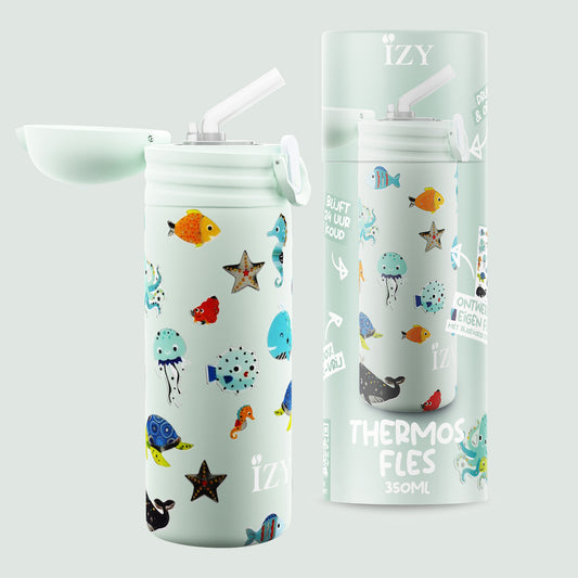 Thermosfles Kids - groen zee leven - 350 ml