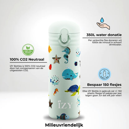 Thermosfles Kids - groen zee leven - 350 ml