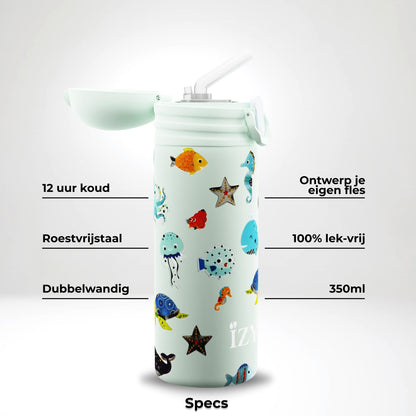 Thermosfles Kids - groen zee leven - 350 ml