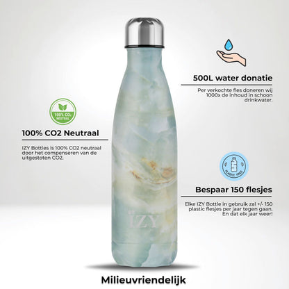 Thermosfles - marmer - groen - 500 ml