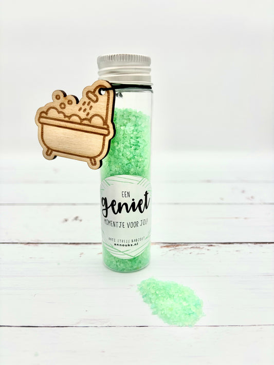 Buisje met badzout "Geniet"