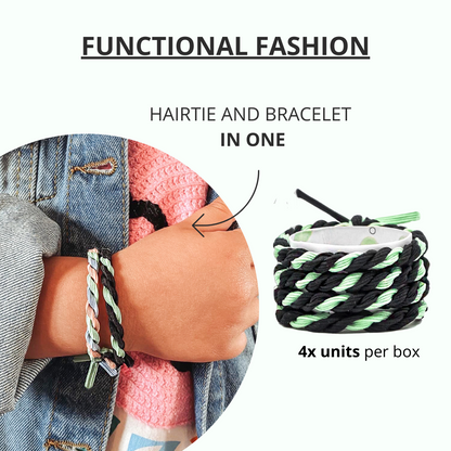 2 in 1 Haarelastiek en armband - zwart-groen - kinderversie