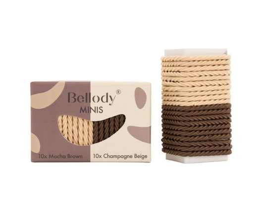 Mini haarelastiekjes - 20 stuks - bruin & beige